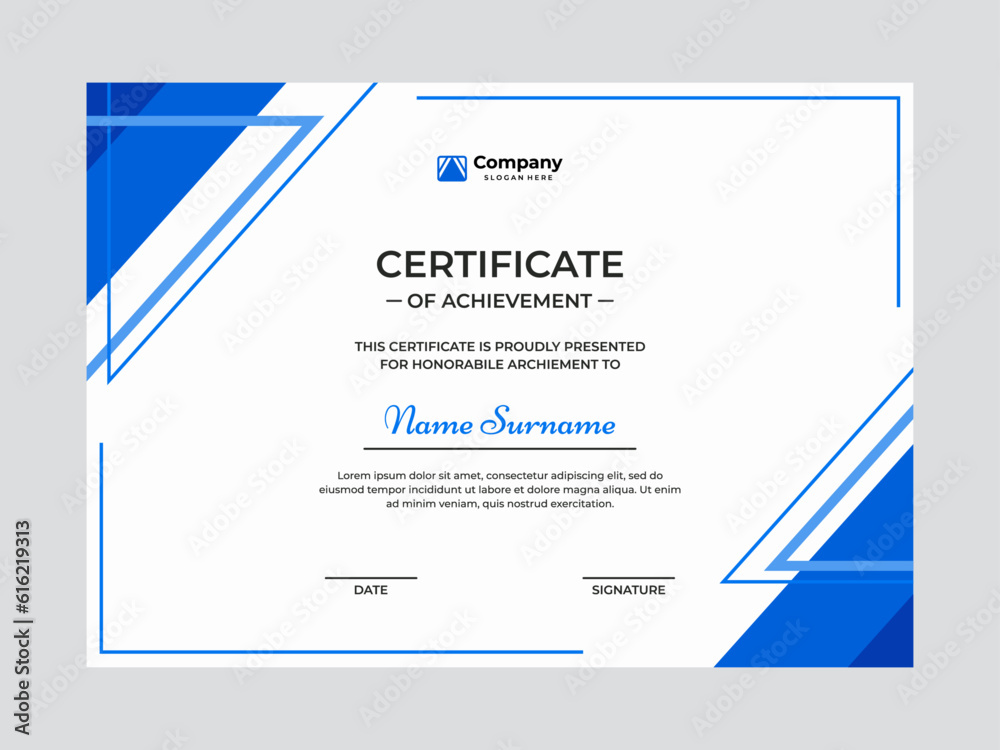 Certificate of achievement template design