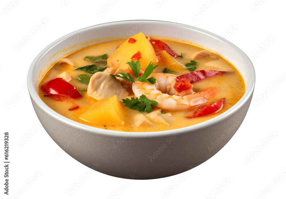 Moqueca on transparent background. Generative AI. Moqueca on transparent background. Generative AI.