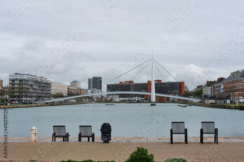 Foodbridge across Bassin du Commerce in Le Havre, France photo