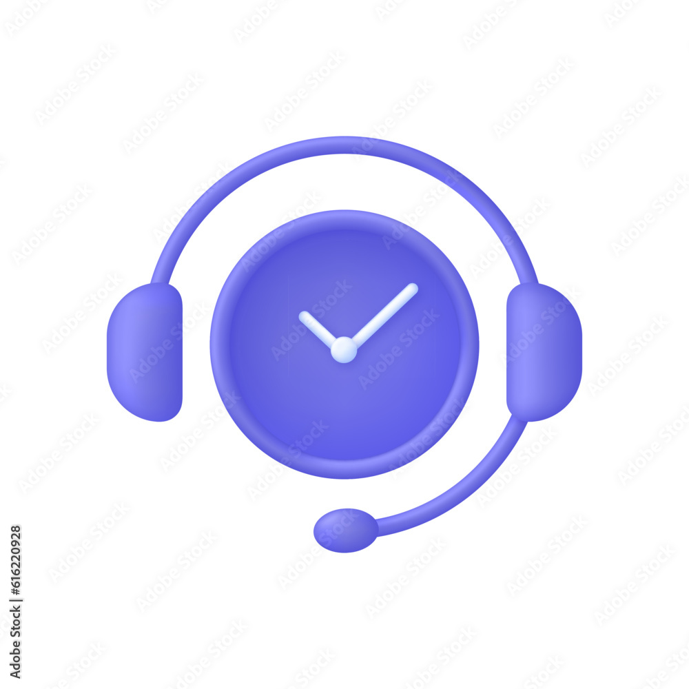 3D Call center. Support service icon, customer consultation hotline, call center help.