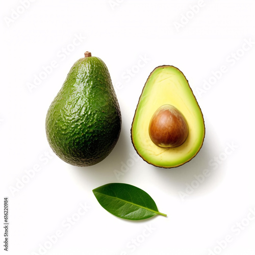 Discover the vibrant beauty of nature with this captivating image of a fresh avocado on a pristine white background. 