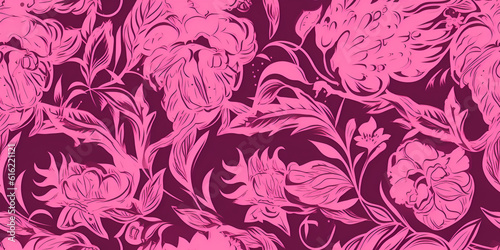 Floral pattern. Seamless pattern with decorative flowers and plants. AI generated