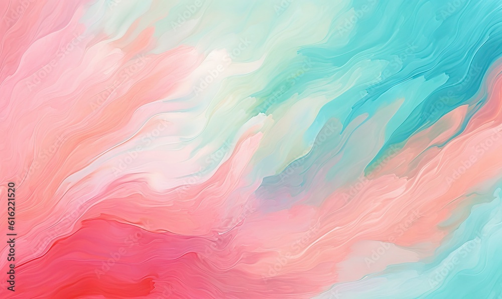  an abstract painting of a pink, blue, and green color scheme with a red center and a blue center on the bottom right side of the image.  generative ai