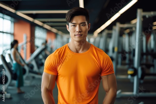 Asian man in bright sport clothes at the gym   AI Generated