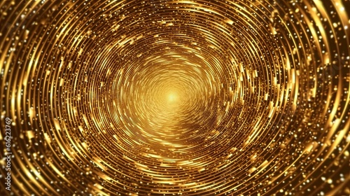Golden background universe, festive twinkling gold glitter photo