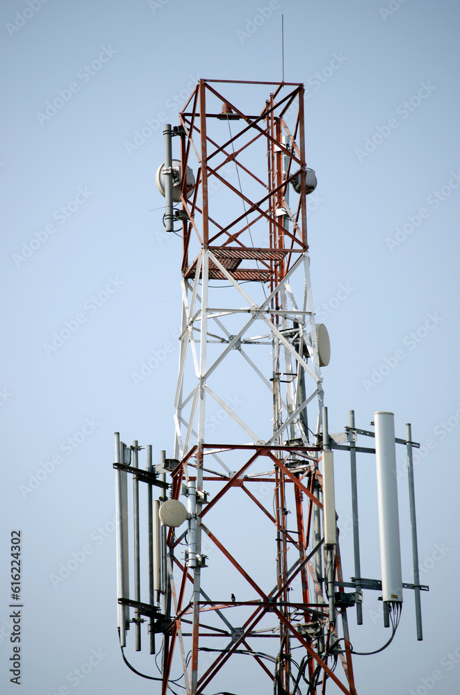 telecommunication tower with antennas telecommunication tower with antennas