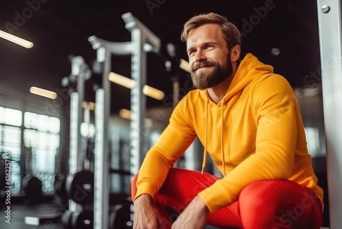 caucasian man in bright sport clothes at the gym , AI Generated