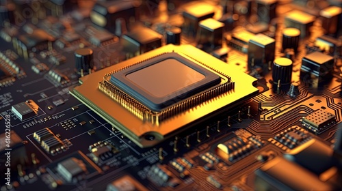 CPU chip on digital computer board innovation machine learning AI, generative ai