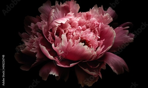  a large pink flower with a black background in the middle of the image is a large flower with a dark background in the middle of the image is a large pink flower. generative ai