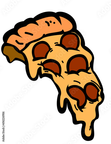 Cheesy pepperoni pizza slice melting 