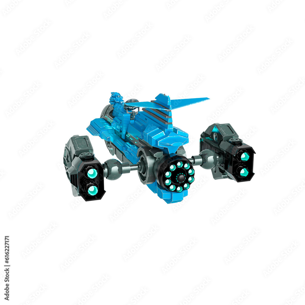 steam punk spaceship is flying in white background rear view steam punk spaceship is flying in white background rear view