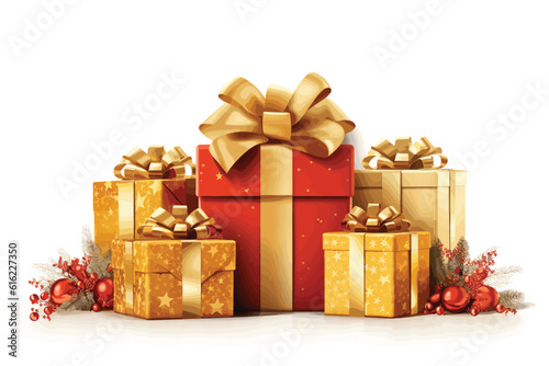 Christmas decoration with christmas tree gift boxes red candles christmas vector art illustration.