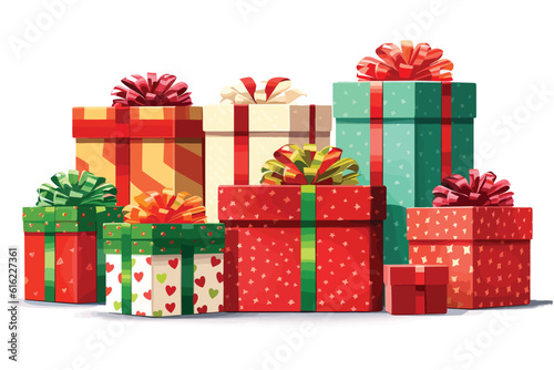 Christmas decoration with christmas tree gift boxes red candles christmas vector art illustration.