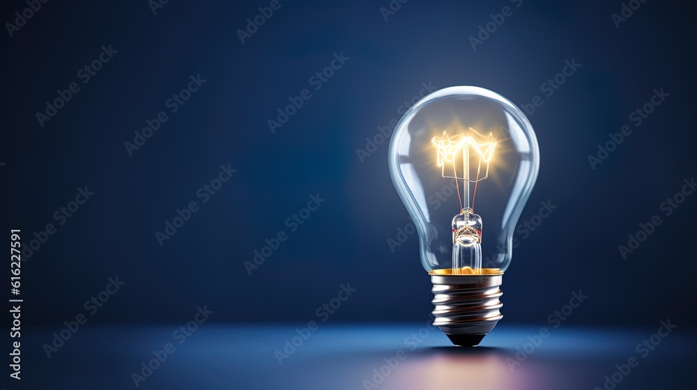 Idea concept, light bulb on empty background, generative ai Idea concept, light bulb on empty background, generative ai