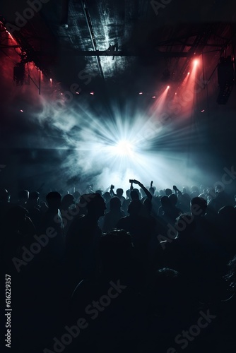 Crowd of people dancing at a nightclub concert. ai generative art. © W&S Stock