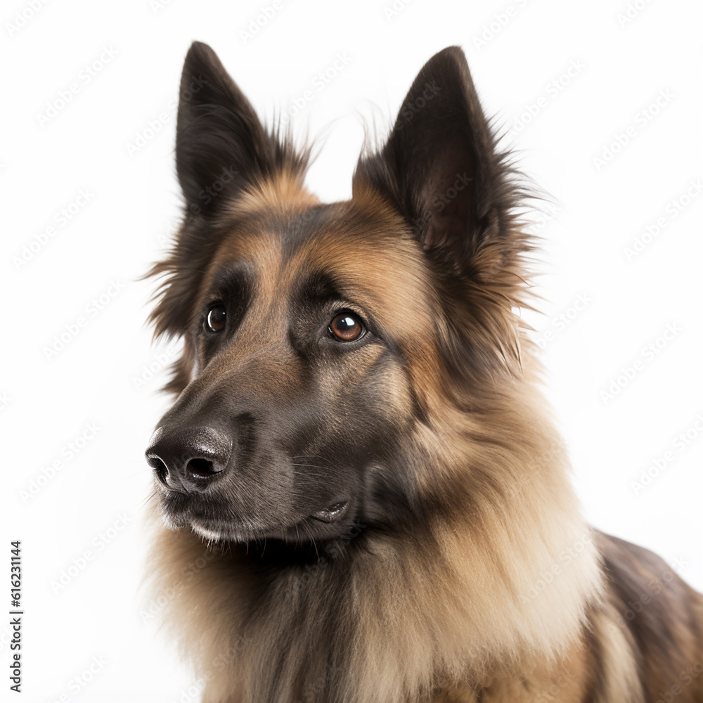 Beautiful fluffy dog breed Belgian Shepherd, close-up, isolated on white, good pet, loyal friend, generative ai Beautiful fluffy dog breed Belgian Shepherd, close-up, isolated on white, good pet, loyal friend, generative ai
