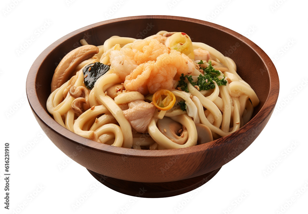 Yaki-udon on transparent background. Generative AI. Yaki-udon on transparent background. Generative AI.
