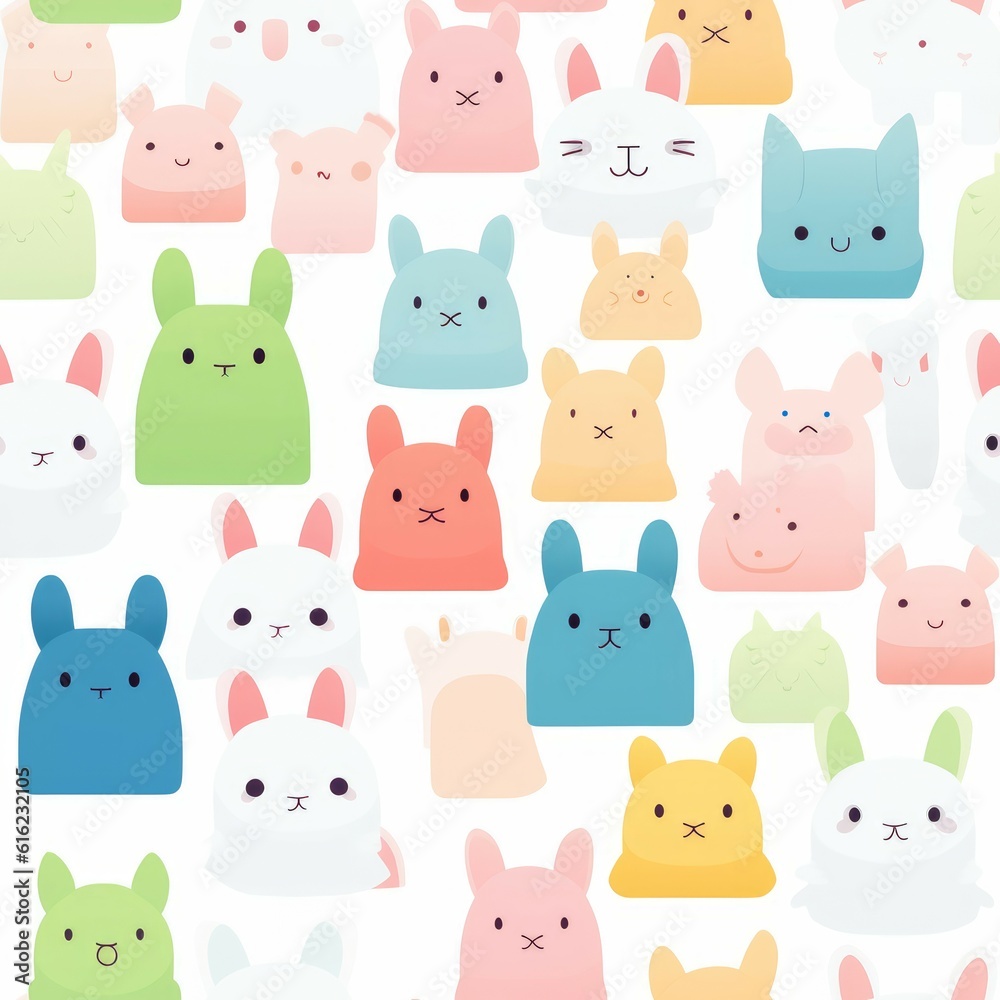 Whimsical Mallow Magic: A Trendy Delight. Super trendy. Seamless pattern. Digitales Papier. generative ai illustration.