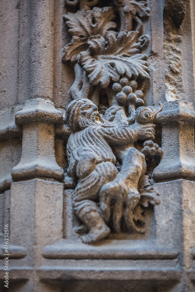 Details of Palace of the Government of Catalonia, Gothic Quarter in Barcelona, Spain