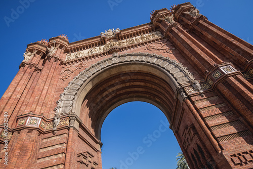 Arc de Triomf triumphal arch on promenade of the Passeig de Lluis Companys in Barcelona, Spain