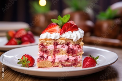  strawberry cake close up food photography