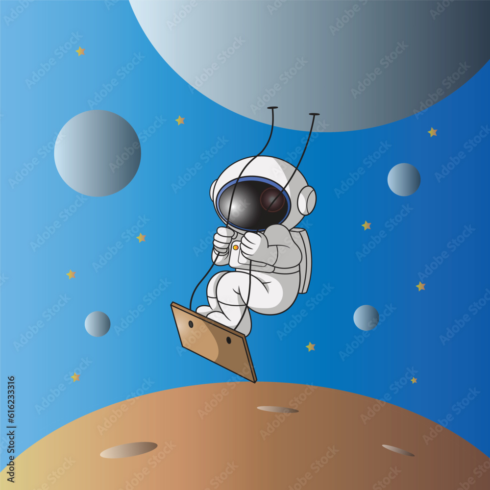 Naklejka premium an astronaut is swinging in space