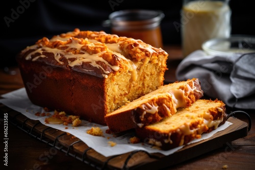  banana loaf cake close up food photography