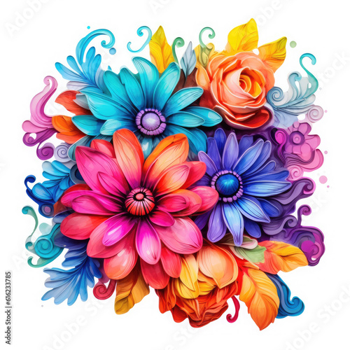 Watercolor flower illustration on white background. Generative AI © Maxim Stepanov