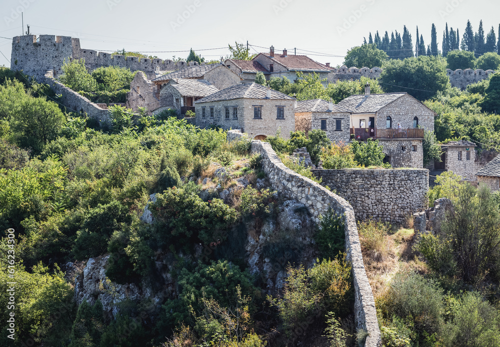 Citadel walls ald houses in Pocitelj historic village, Bosnia and Herzegovina