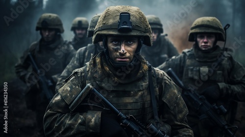 Modern soldier in camouflage