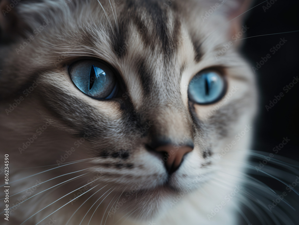 A close up of a cat with blue eyes Generative Ai