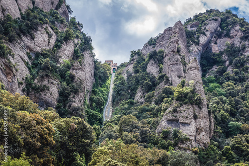 Sant Joan Funicular in Montserrat mountain range near Barcelona, Catalonia in Spain