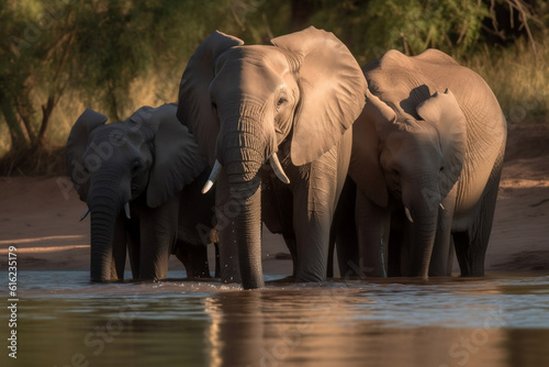 Harmony of Giants: The Majestic Family of Elephants © Chamindu