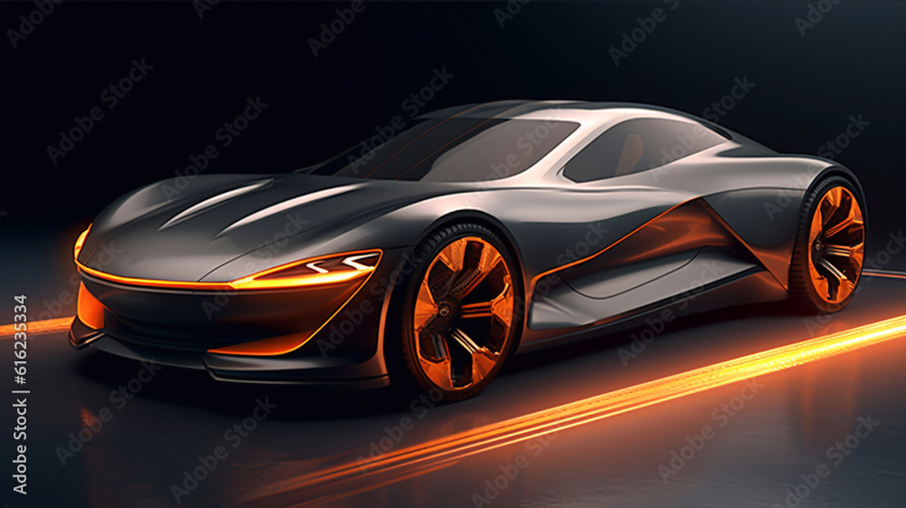 Futuristic Car Model Digital Art, Concept Art, 3D Render Generative AI