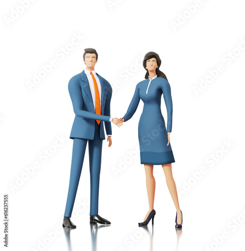 Wallpaper Mural Two business people handshake, making agreements, having a deal. 3D rendering illustration Torontodigital.ca