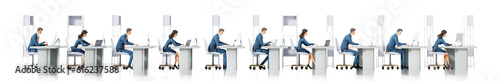 Business people working, wide banner. Team of business people working hard. 3D rendering illustration