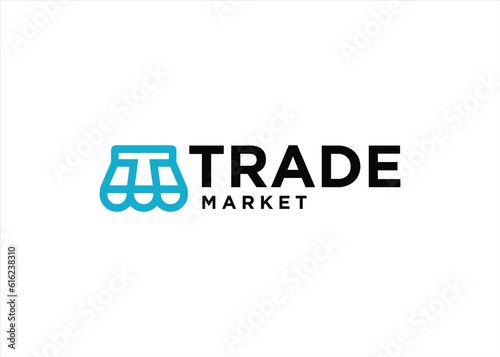 market shop and store logo design with abstract letter T and M