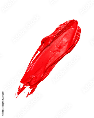 Smear and texture of red lipstick or paint isolated on white 