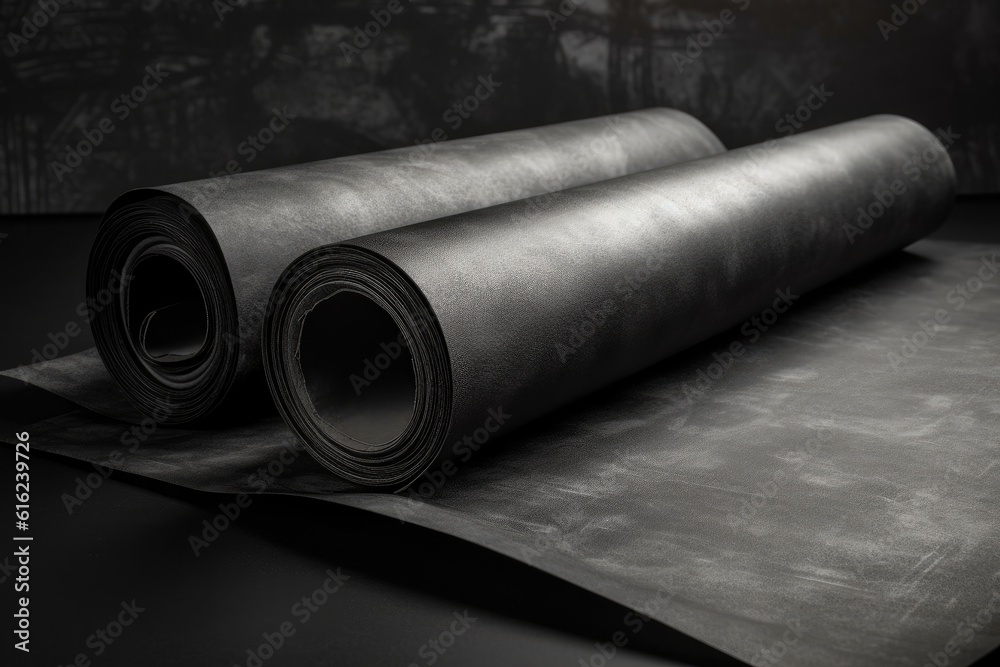Mockup of a blank black wallpaper roll with various angles. Interior