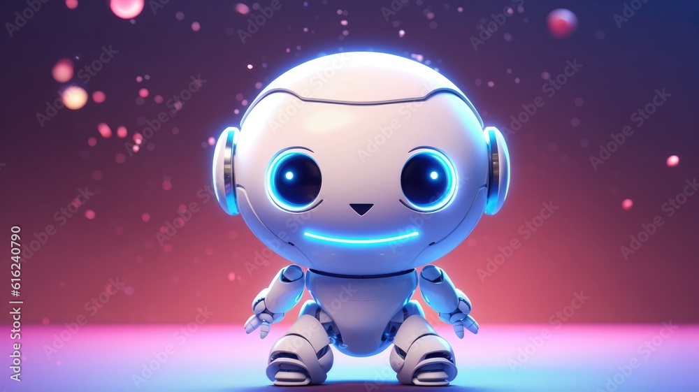 Cute Chat Bot AI. Application Software Robot Chat GPT. Generative AI
