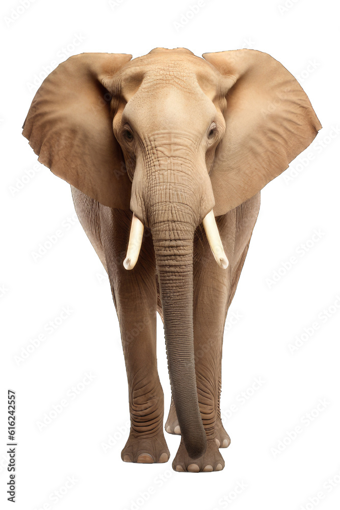 Fototapeta premium Illustration of an elephant, PNG transparent background, isolated on white, by Generative AI