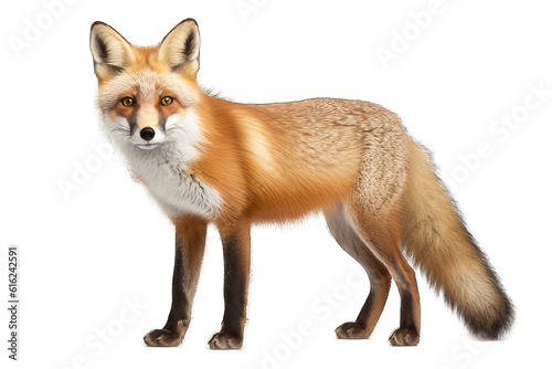 Illustration of a fox, PNG transparent background, isolated on white, by Generative AI