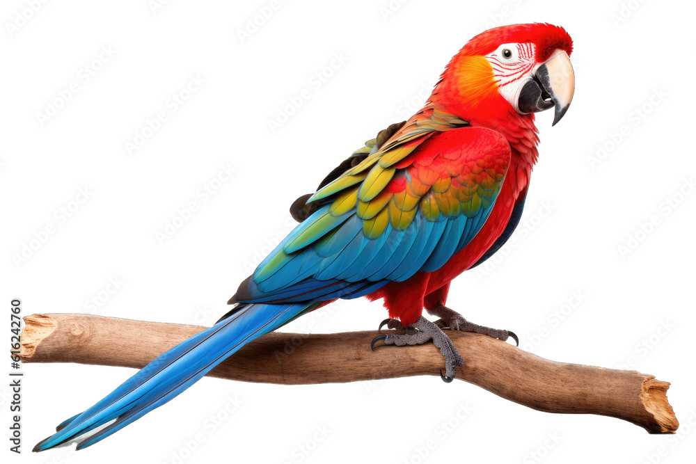 Illustration of a parrot, PNG transparent background, isolated on white, by Generative AI