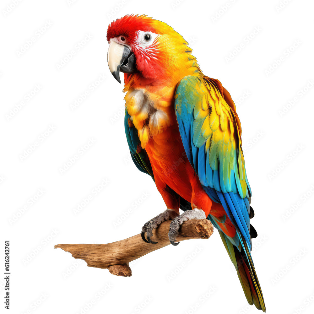 Fototapeta premium Illustration of a parrot, PNG transparent background, isolated on white