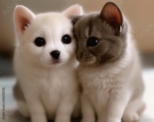 white cat and kitten 