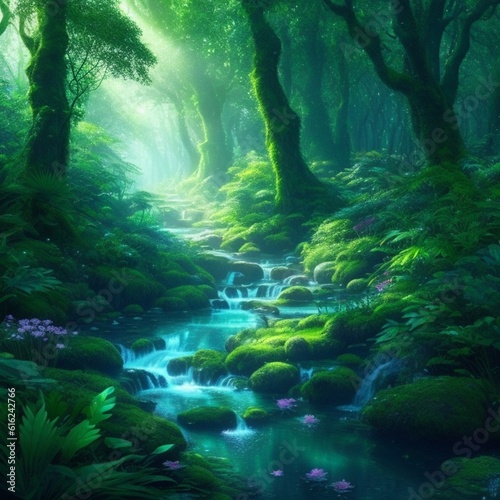 Ultra-realistic digital artwork of an enchanted forest © Heshan