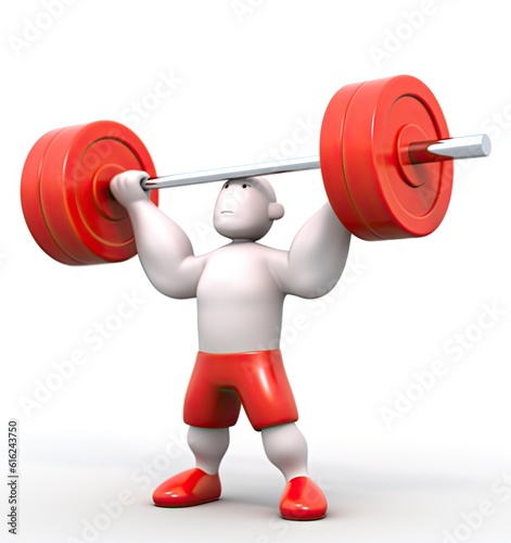 3d small people, Athlete lifting weights created with Generative AI technology