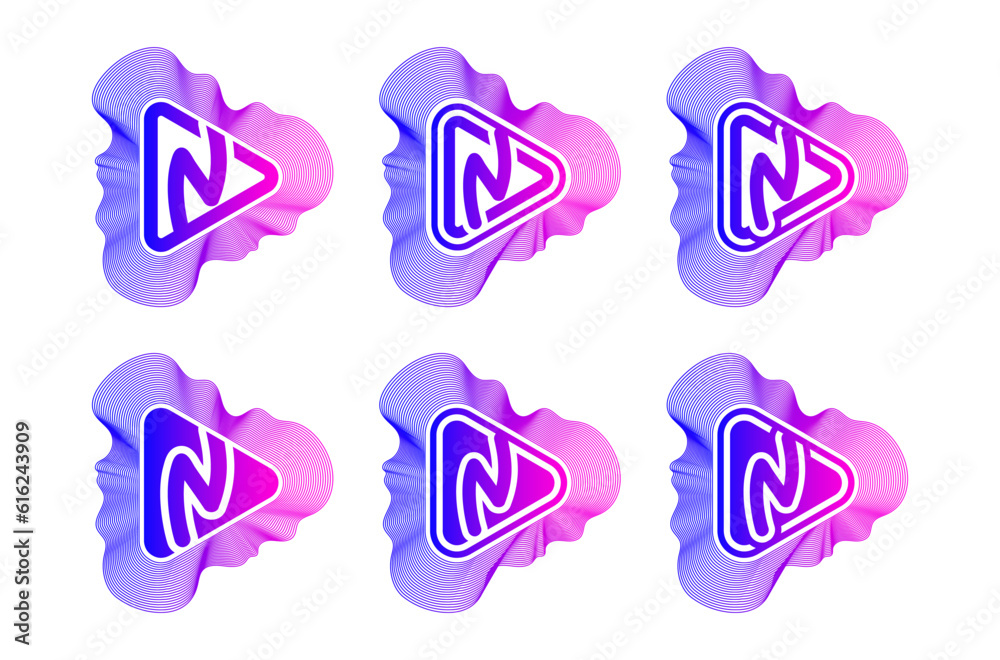 Letter N play sound wave logo. This logo is perfect for music events, party, discos, record brands, and the like. Letter N play sound wave logo. This logo is perfect for music events, party, discos, record brands, and the like.