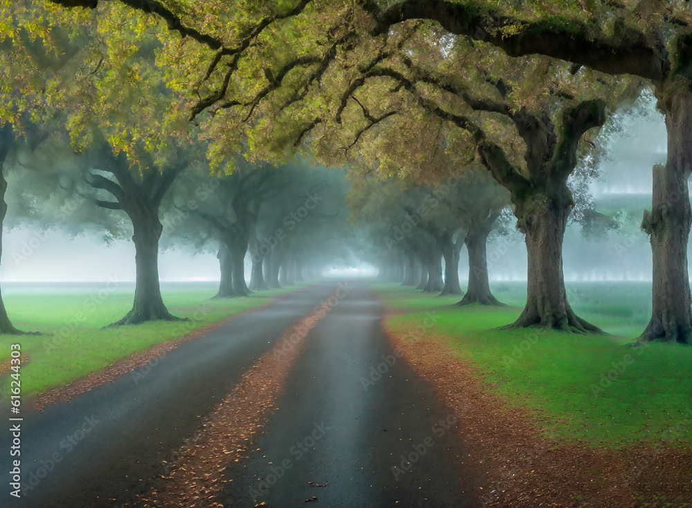 Naklejka premium carretera, bosque, otoñal, árbol, árbol, paisaje, 