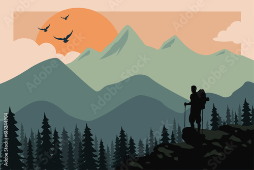 Activities, mountain climbers, vintage tones